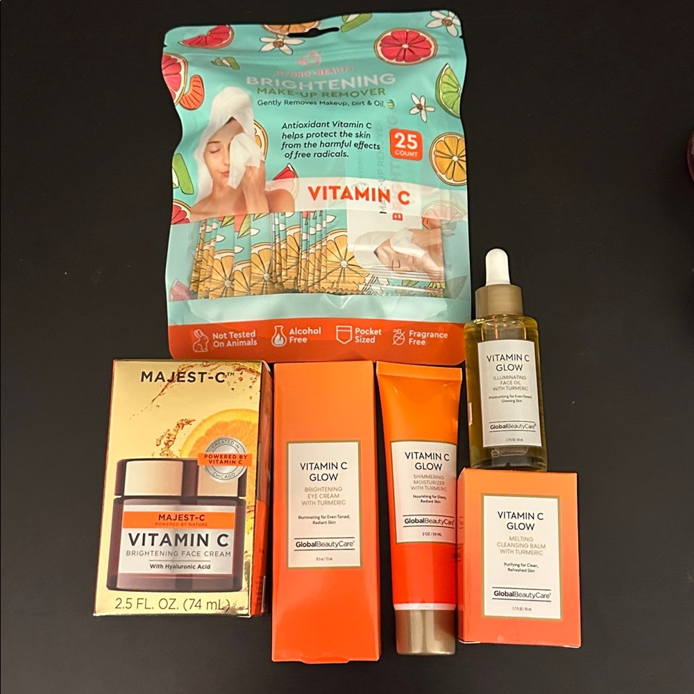 Global Beauty Care Vitamin C Glow Skincare Set bundle wipes face cream eye cream